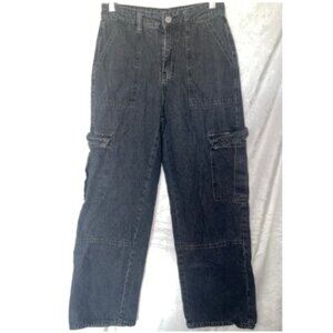 Dazy Jeans Women 26x26 Black Denim Side Pockets Size Medium Wide Leg